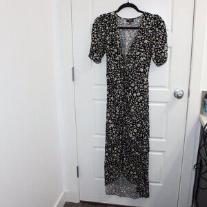 AFRM Revolve Dress Midi Daisy Print Floral Black Size XS